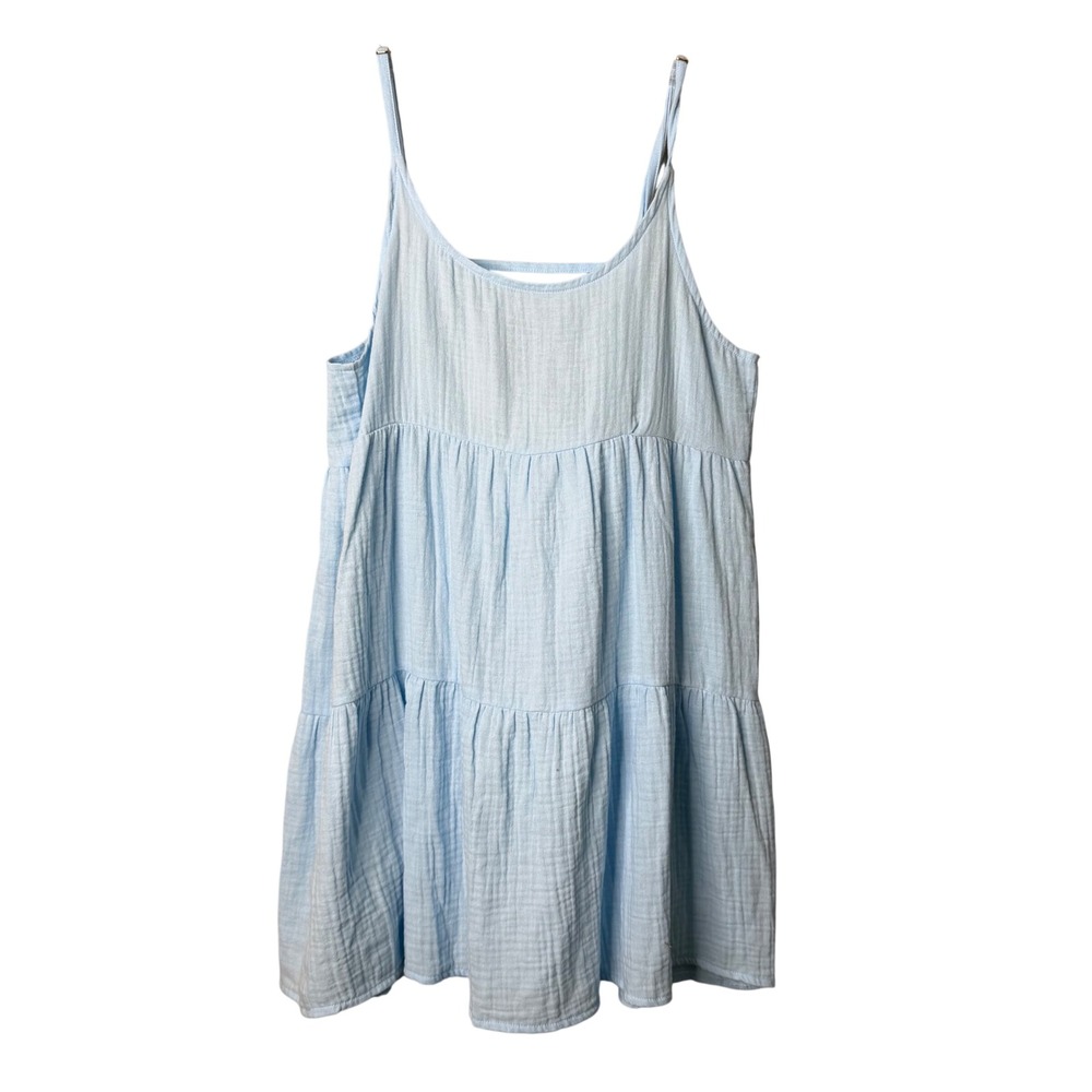Wild Fable Babydoll Gauze Mini Dress Womens XS Blue Cover Up Y2K Cute Boho Beach